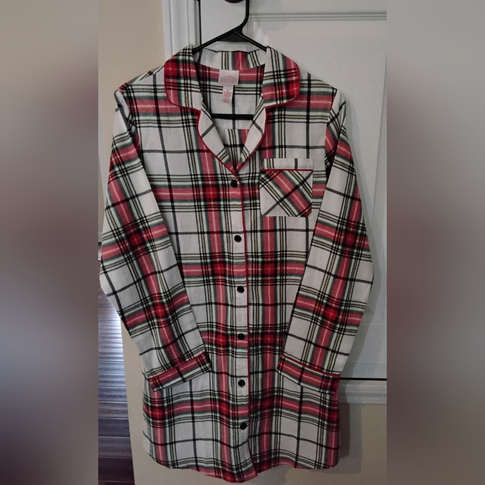 Wonder Shop Plaid Button-Up Sleepwear Shirt